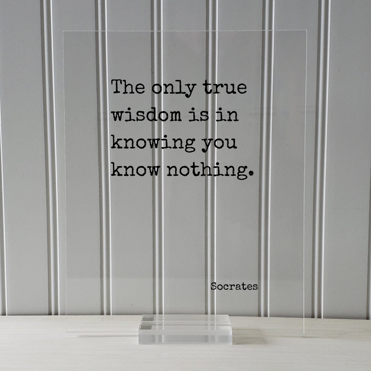 Socrates - Floating Quote - The only true wisdom is in knowing you know nothing - Art Print Philosophy Gift for Philosopher Teacher Academic