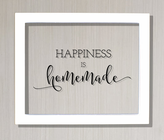 Happiness is homemade - Kitchen Sign Plaque - Farmhouse Decor - Gift for Cook Chef Baker - Cooking Baking - Floating Quote Crafting Handmade