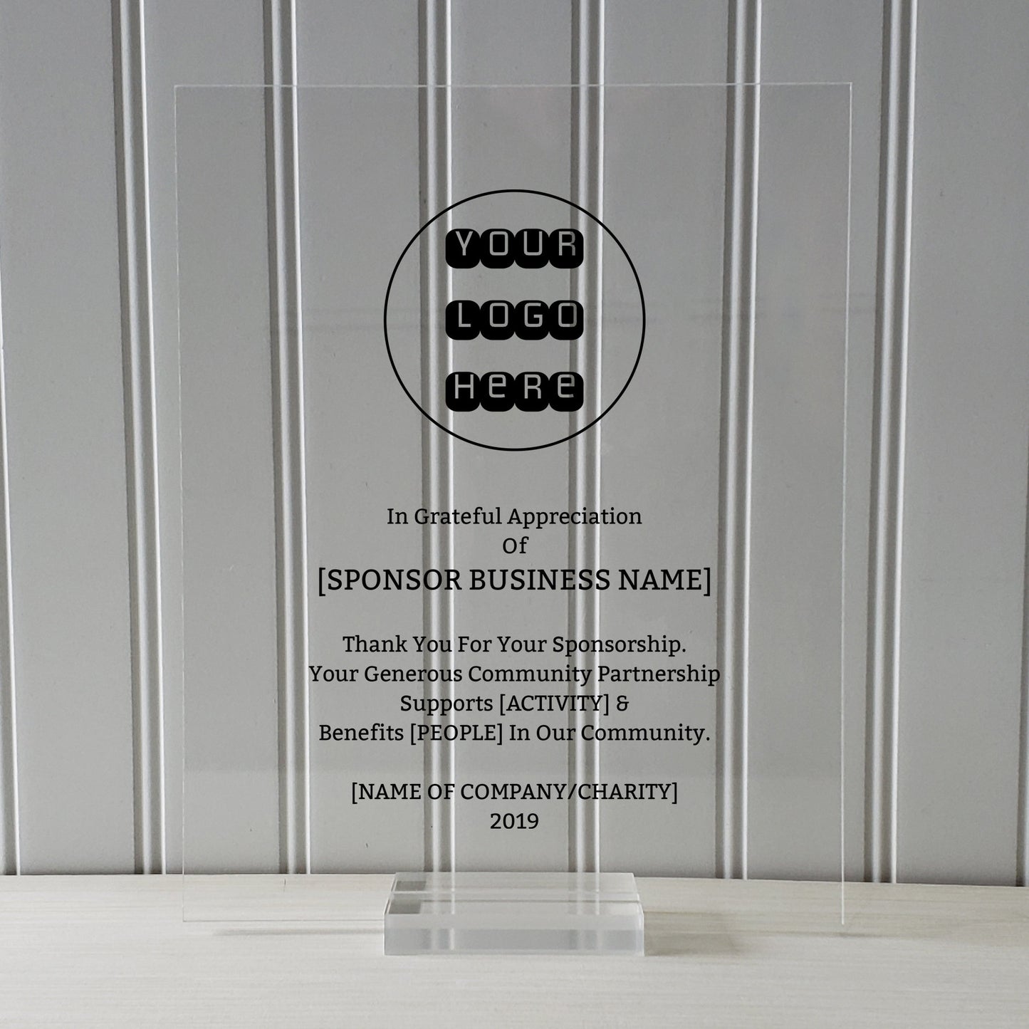 Sponsor Recognition - Donor - Floating Award Plaque - Framed - Thank You For Your Sponsorship - Contribution Appreciation Backer