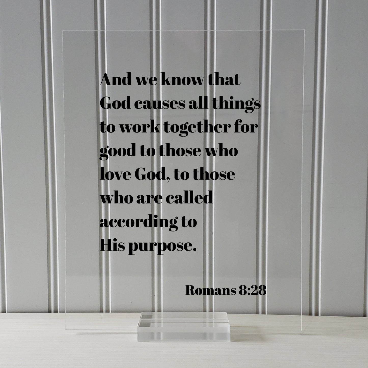 Romans 8:28 - God causes all things to work together for good to those who love - Floating Quote Scripture Frame - Bible Verse - Christian