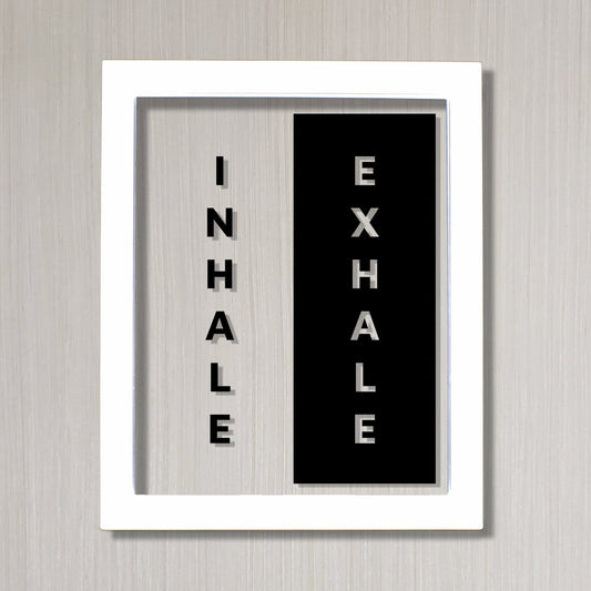 Inhale Exhale - Floating Quote - Yoga Wall Art - Pilates Relaxation Breathe - Motivation Inspiration Gift - Modern Minimalist - Workout Room