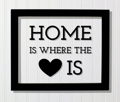 Home is where the heart is - Housewarming Gift Present - Wall Hanging Home Decor Sign Plaque - Modern Minimalist Unique - Floating Quote