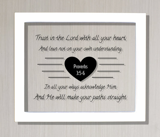 Proverbs 3:5-6 - Trust in the Lord with all your heart He will make your paths straight - Floating Scripture Bible Verse Christian Religious
