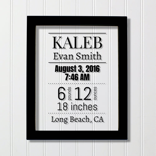 Birth Announcement - Baby Stats - New Baby - Nursery Decor - Push Present Gift - Personalized Name Birth Date Time Weight and Length - City