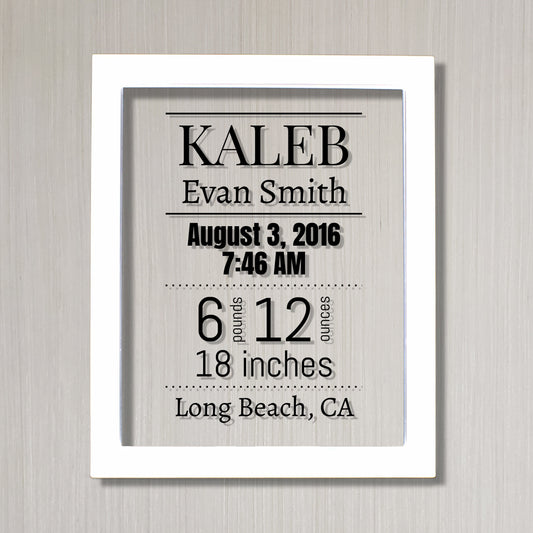 Birth Announcement - Baby Stats - New Baby - Nursery Decor - Push Present Gift - Personalized Name Birth Date Time Weight and Length - City