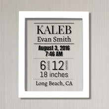 Birth Announcement - Baby Stats - New Baby - Nursery Decor - Push Present Gift - Personalized Name Birth Date Time Weight and Length - City