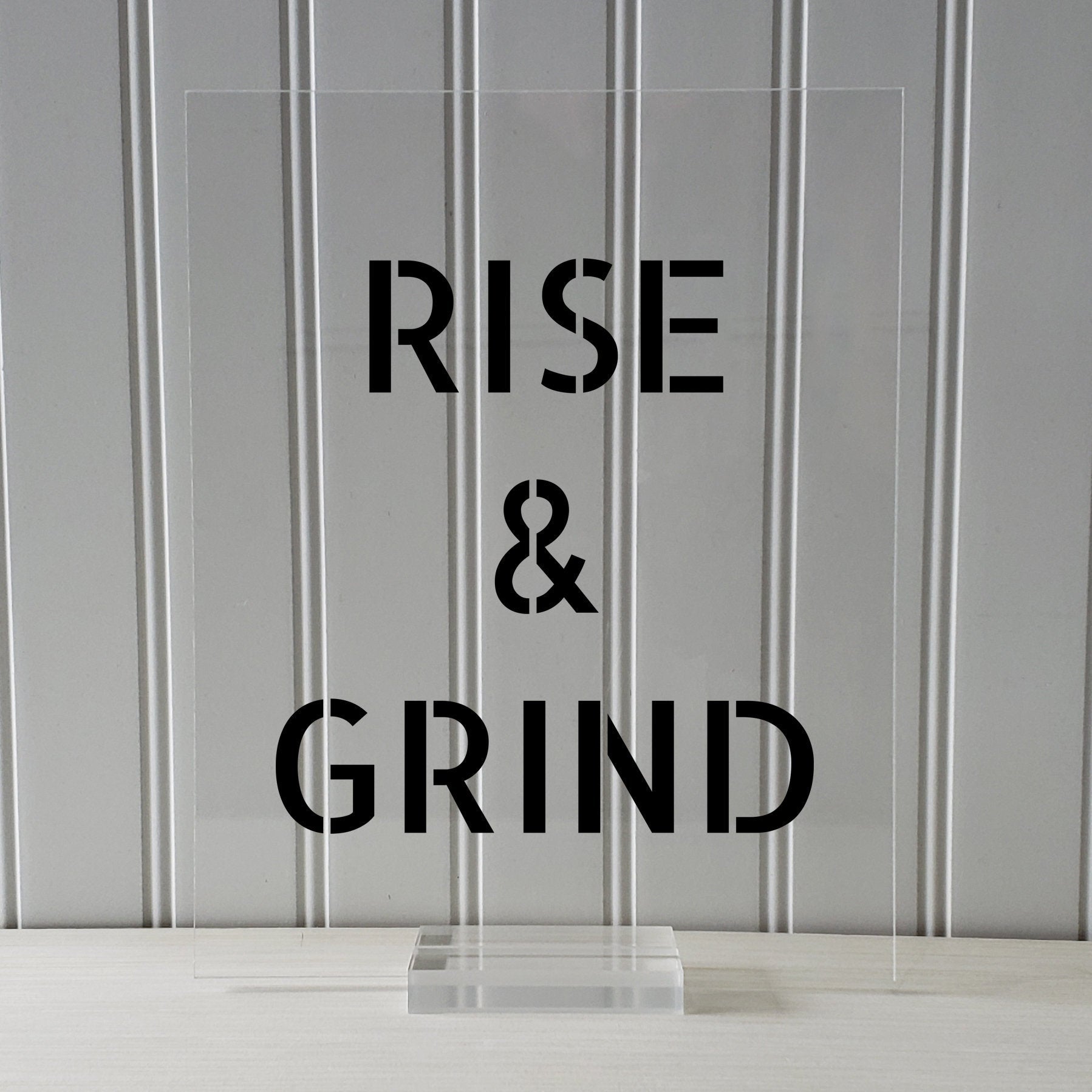 Rise and Grind Sign Frame - Floating Quote - Hard Work Motivation Success Business Progress Inspiration Workout Exercise Achievement Victory
