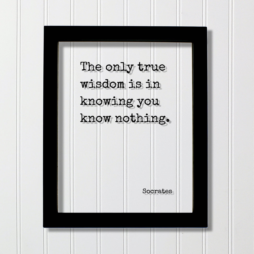 Socrates - Floating Quote - The only true wisdom is in knowing you know nothing - Art Print Philosophy Gift for Philosopher Teacher Academic