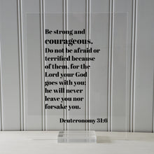 Deuteronomy 31:6 - Be strong and courageous. Do not be afraid or terrified, for the Lord your God goes with you; he will never leave you