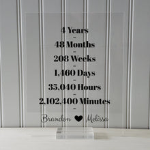 4 Year Anniversary Frame - Custom Names - Floating Frame - Anniversary Gift - Four Years Anniversary - Months Weeks Days Hours Minutes