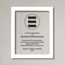 Sponsor Recognition - Donor - Floating Award Plaque - Framed - Thank You For Your Sponsorship - Contribution Appreciation Backer