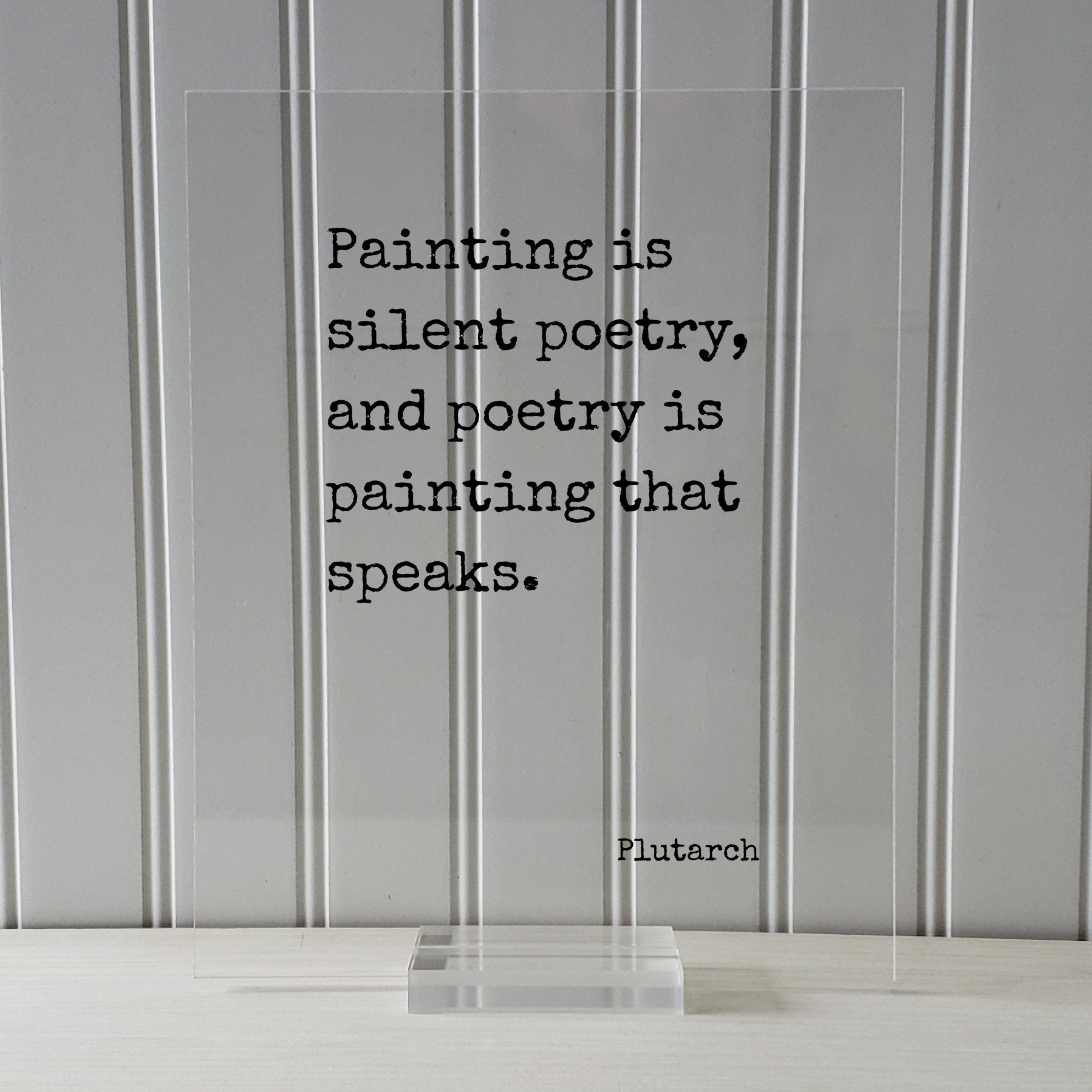 Plutarch - Floating Quote - Painting is silent poetry, and poetry is painting that speaks - Gift for Artist Poet Painter Art Writer