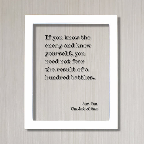 If you know the enemy and know yourself, you need not fear the result of a hundred battles - Sun Tzu - The Art of War - Floating Quote