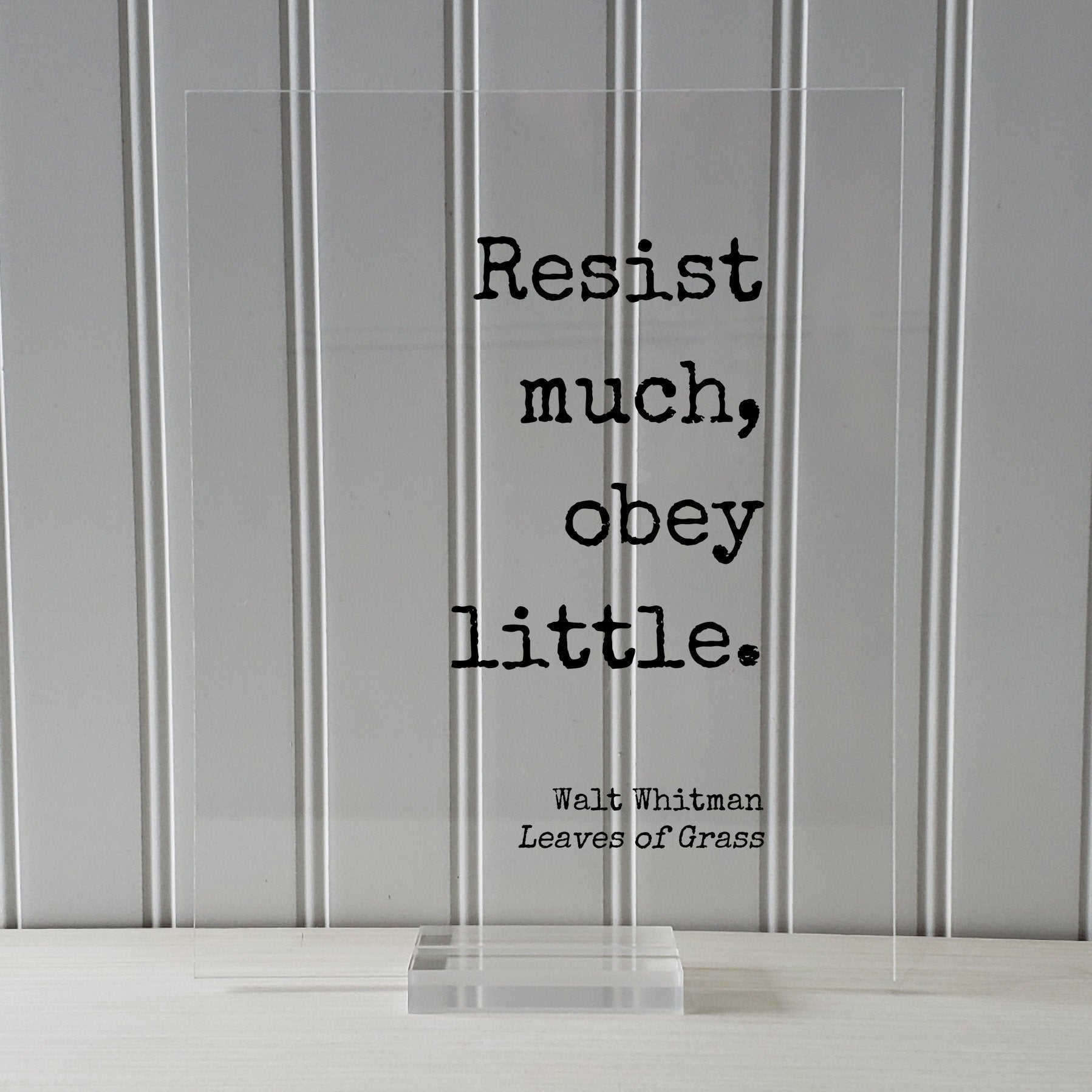 Walt Whitman - Leaves of Grass - Floating Quote - Resist much, obey little - Poetry Poet Quote - Words of Wisdom - Modern Minimalist
