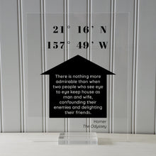 Longitude & Latitude Custom Art Floating Quote - Housewarming Gift - Man and Wife - Homer The Odyssey - Our Home Quote Wall  Husband Wife