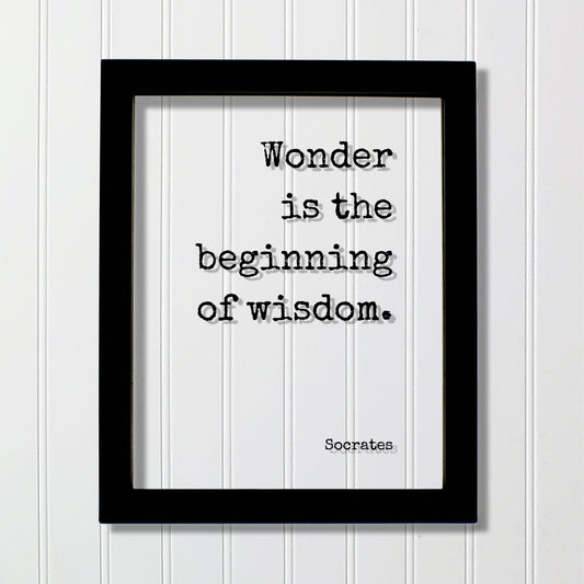 Socrates - Floating Quote - Wonder is the beginning of wisdom - Wise Knowledge Education Teaching Teacher Gift Learning