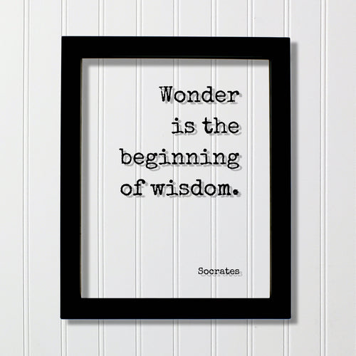 Socrates - Floating Quote - Wonder is the beginning of wisdom - Wise Knowledge Education Teaching Teacher Gift Learning