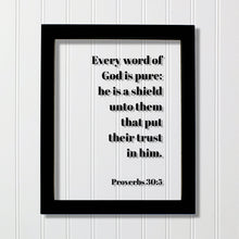 Proverbs 30:5 - Every word of God is pure he is a shield unto them trust in him - Floating Quote Scripture Frame Bible Verse Christian Decor