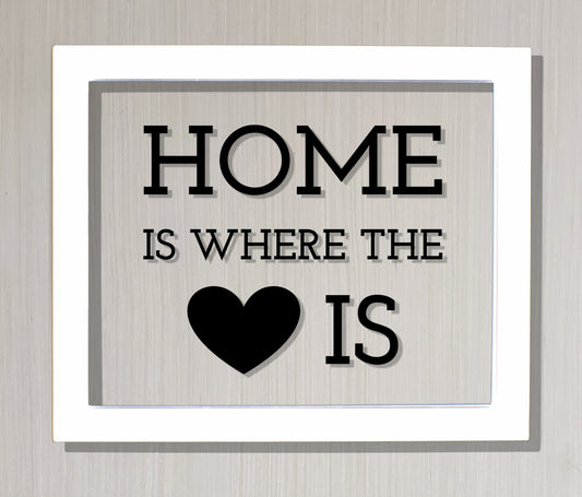 Home is where the heart is - Housewarming Gift Present - Wall Hanging Home Decor Sign Plaque - Modern Minimalist Unique - Floating Quote