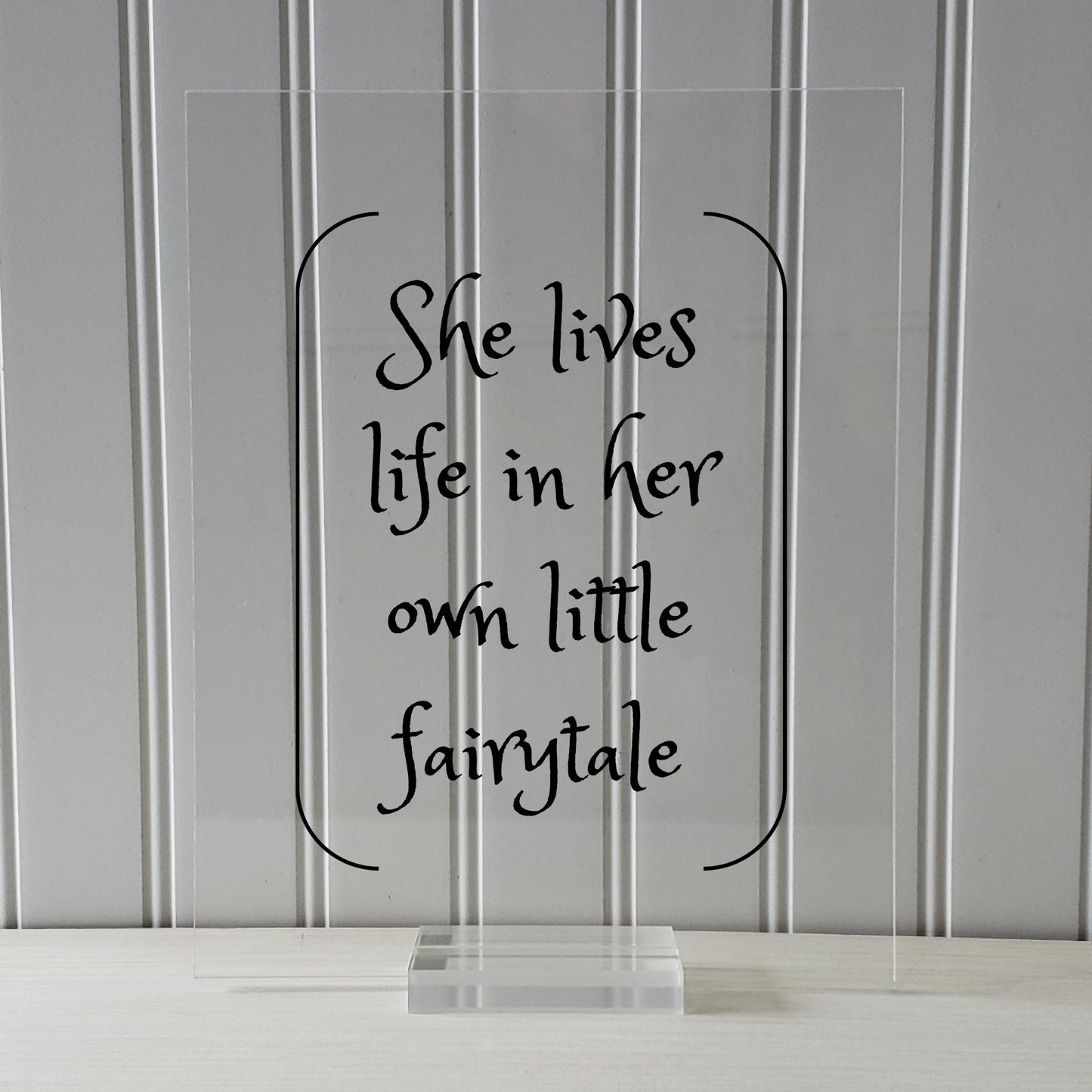 She lives life in her own little fairytale - Floating Quote - Modern Minimalist Fantasy Imagination Fiction Castles Princess Fairy-tale Myth