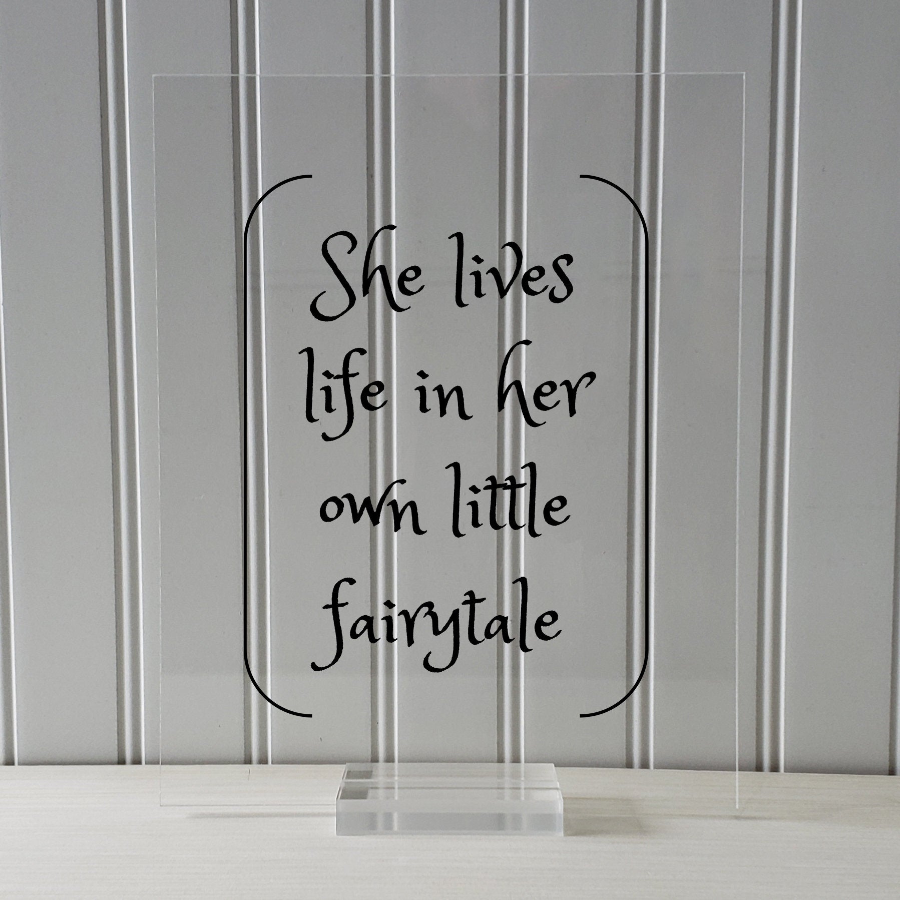 She lives life in her own little fairytale - Floating Quote - Modern Minimalist Fantasy Imagination Fiction Castles Princess Fairy-tale Myth
