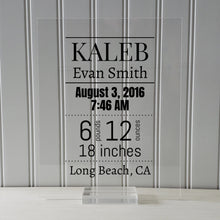 Birth Announcement - Baby Stats - New Baby - Nursery Decor - Push Present Gift - Personalized Name Birth Date Time Weight and Length - City
