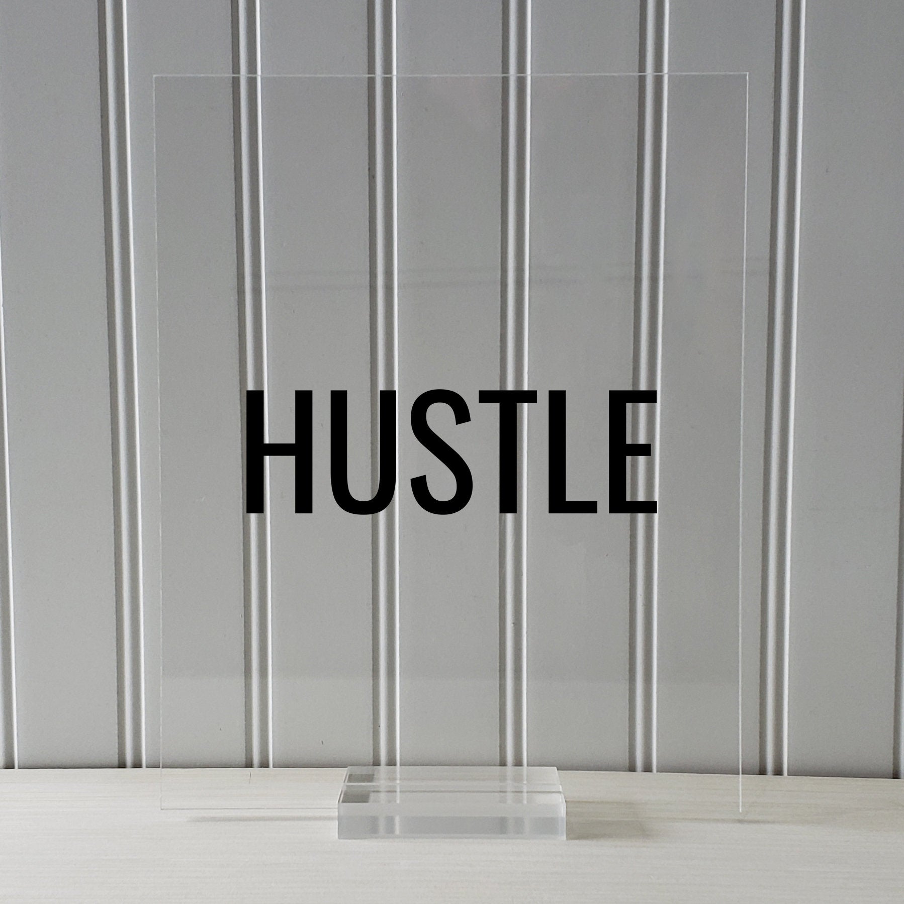 Hustle Sign- Floating Quote Hard Work Motivation Success Business Progress Inspiration Workout Exercise Achievement Entrepreneur Frame Gift