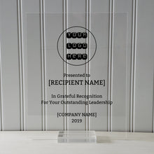 Leadership Award - Floating Award Plaque - Framed - In Grateful Recognition for your Outstanding - Company Business Management Glass Award