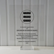 Sponsor Recognition - Donor - Floating Award Plaque - Framed - Thank You For Your Sponsorship - Contribution Appreciation Backer