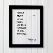 Second star to the right and then straight on till morning. - J.M. Barrie - Peter Pan - Floating Quote - Neverland fairy dust Sign Frame