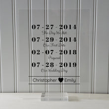 Special Dates Custom - Floating Transparent - Anniversary Gift - Wedding Gift - Day we Met - Our First Date - Proposal Wedding Personalized