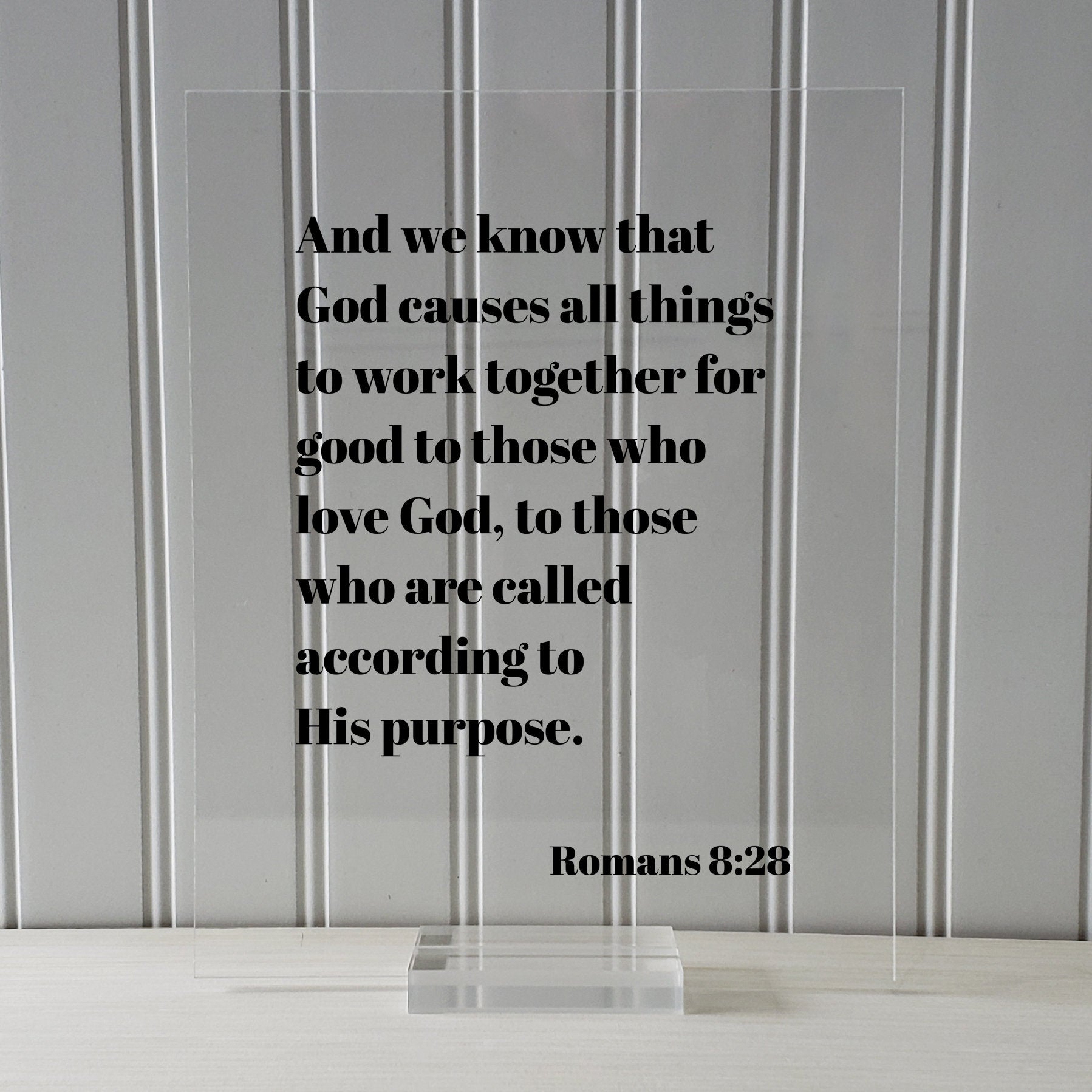 Romans 8:28 - God causes all things to work together for good to those who love - Floating Quote Scripture Frame - Bible Verse - Christian