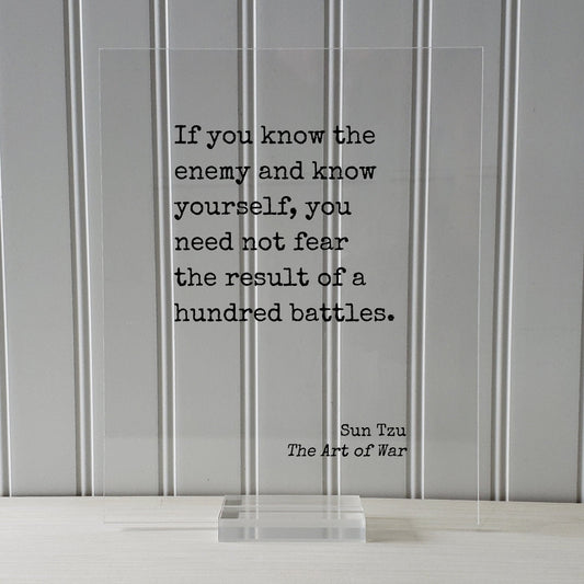 If you know the enemy and know yourself, you need not fear the result of a hundred battles - Sun Tzu - The Art of War - Floating Quote
