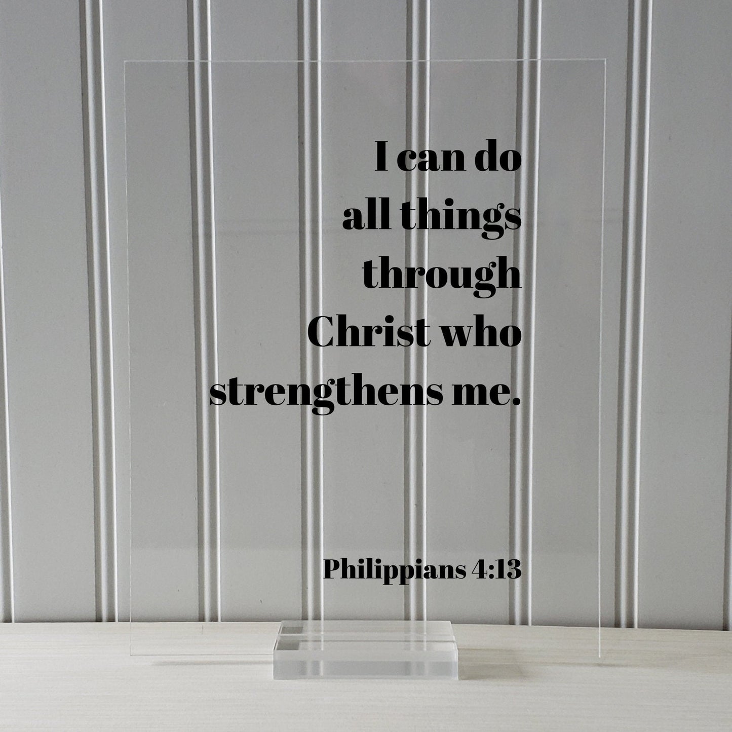 Philippians 4:13 - I can do all things through Christ who strengthens me - Floating Quote Scripture Frame - Bible Verse - Christian Decor