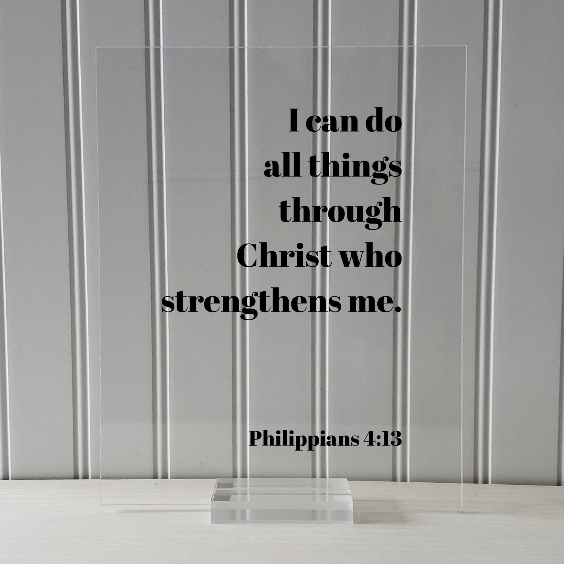 Philippians 4:13 - I can do all things through Christ who strengthens me - Floating Quote Scripture Frame - Bible Verse - Christian Decor
