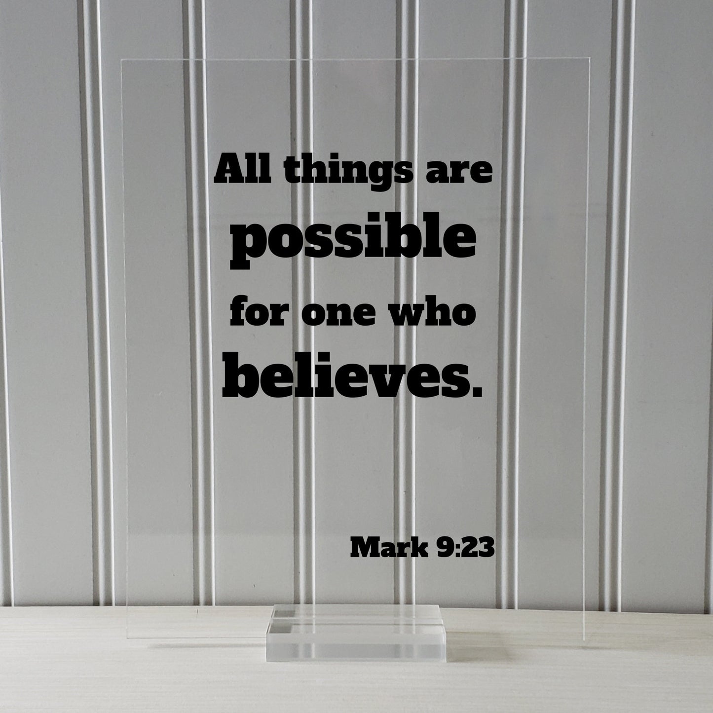 Mark 9:23 - All things are possible for one who believes. - Floating Quote Scripture Frame - Bible Verse - Christian Decor