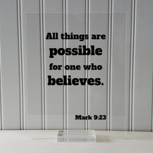 Mark 9:23 - All things are possible for one who believes. - Floating Quote Scripture Frame - Bible Verse - Christian Decor