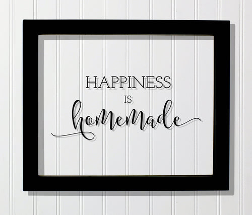 Happiness is homemade - Kitchen Sign Plaque - Farmhouse Decor - Gift for Cook Chef Baker - Cooking Baking - Floating Quote Crafting Handmade