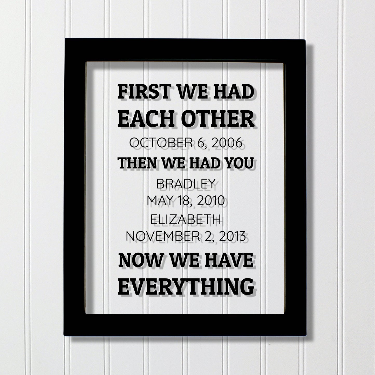First we had each other, then we had you now we have everything - Wedding Anniversary Gift Wife Husband Children Custom Dates Household Sign