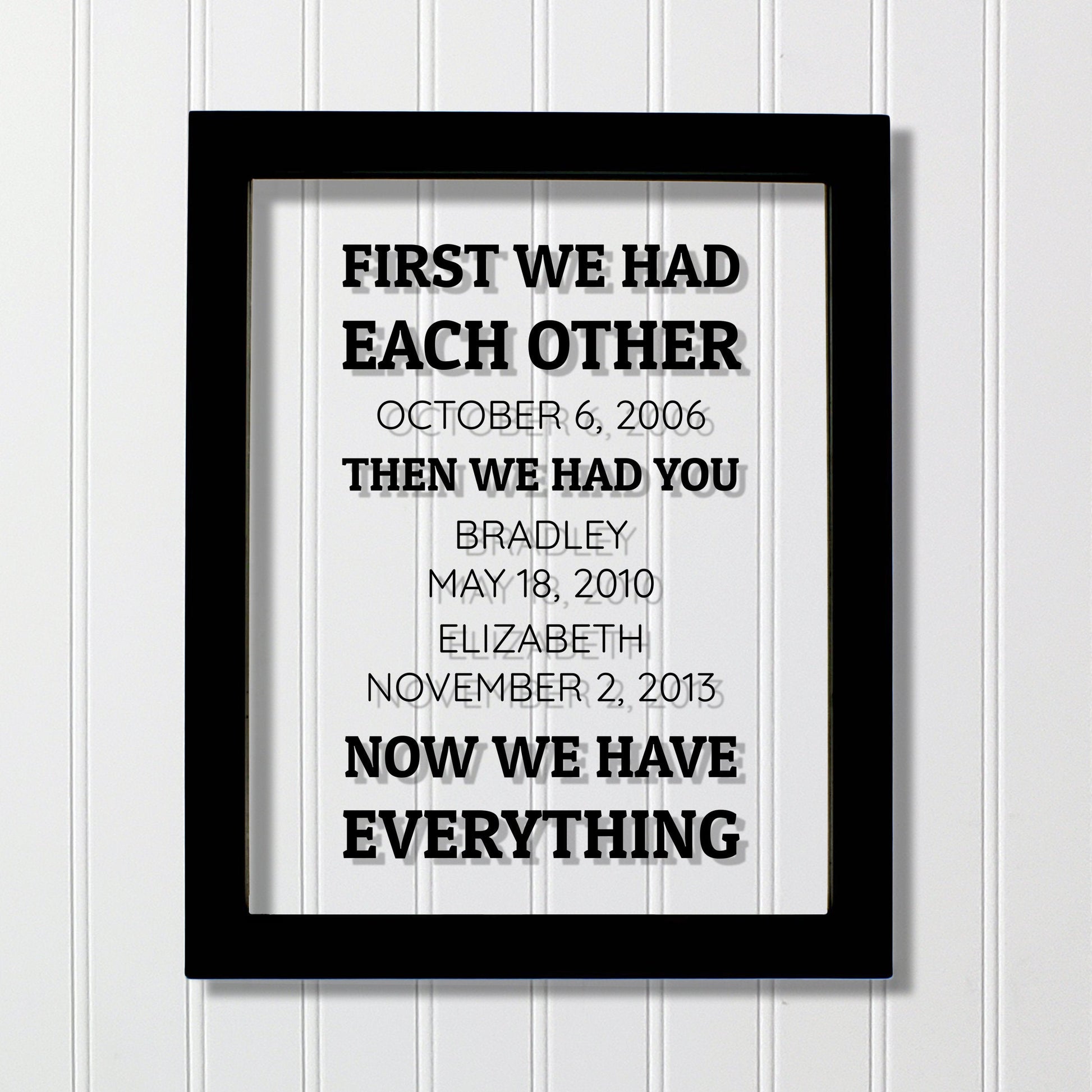 First we had each other, then we had you now we have everything - Wedding Anniversary Gift Wife Husband Children Custom Dates Household Sign