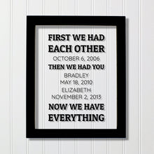 First we had each other, then we had you now we have everything - Wedding Anniversary Gift Wife Husband Children Custom Dates Household Sign