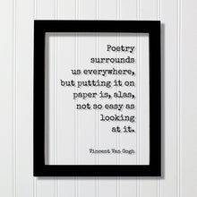 Vincent Van Gogh - Floating Quote - Poetry surrounds us everywhere, but putting it on paper is, alas, not so easy as looking at it. Quote