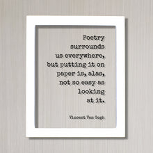 Vincent Van Gogh - Floating Quote - Poetry surrounds us everywhere, but putting it on paper is, alas, not so easy as looking at it. Quote