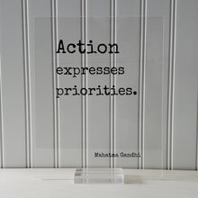 Mahatma Gandhi - Floating Quote - Action expresses priorities. - Quote Art Print - Motivational Print - Inspirational Gandhism
