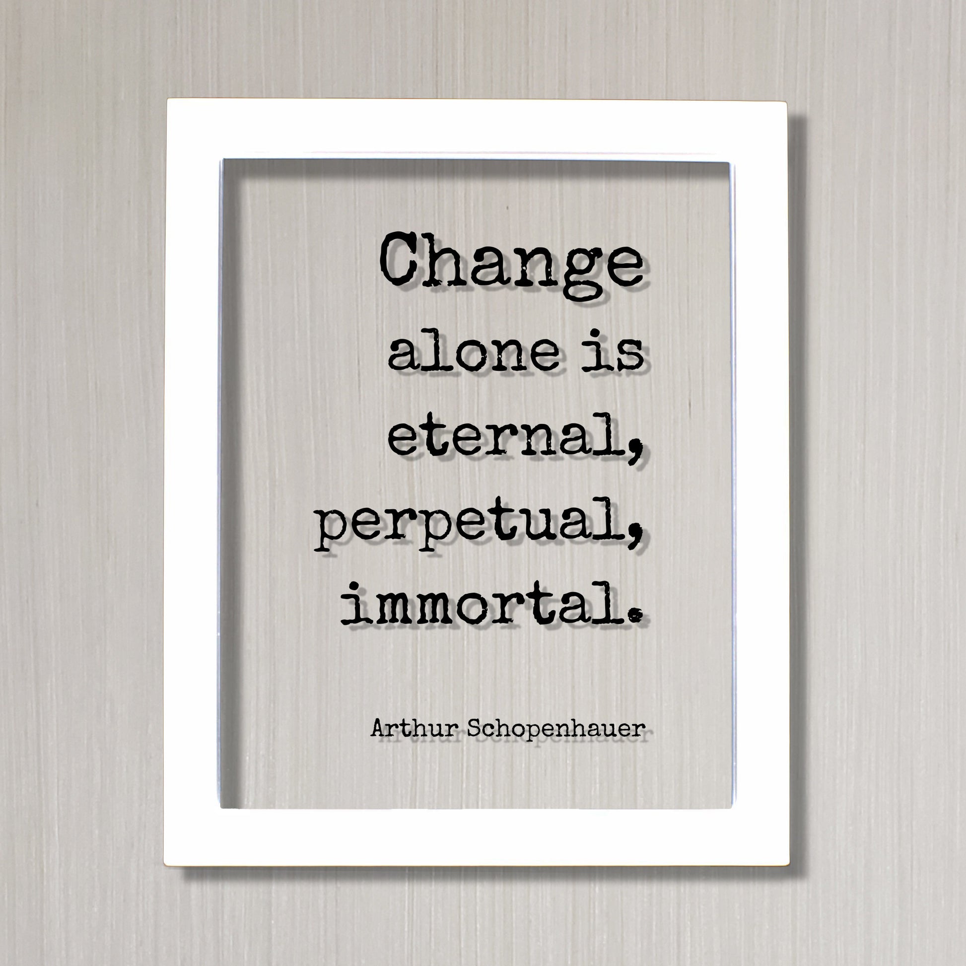 Arthur Schopenhauer - Floating Quote - Change alone is eternal, perpetual, immortal - Progress Adaptation Personal Development Innovation