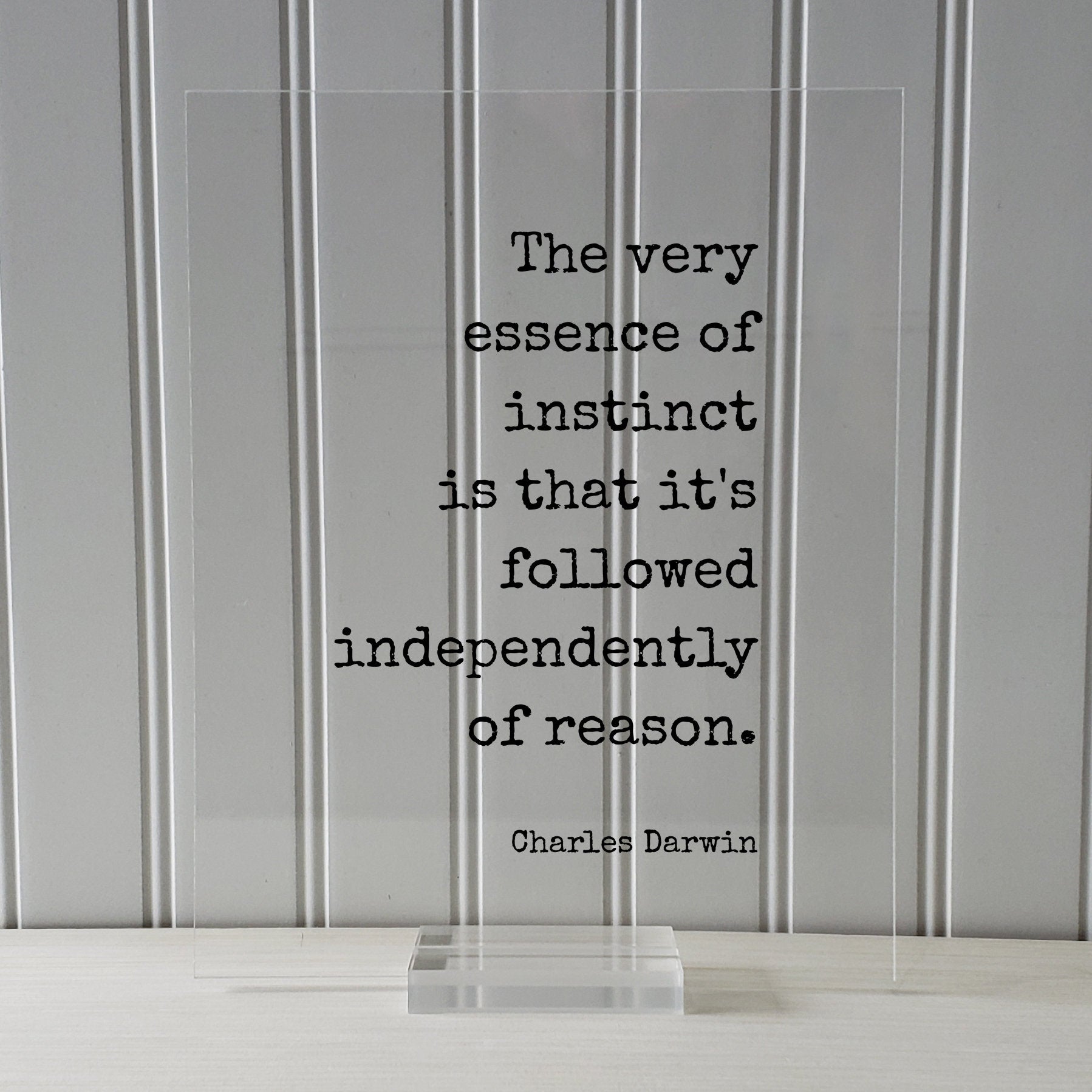 Charles Darwin - Floating Quote - The very essence of instinct is that it's followed independently of reason - Intuition Experience